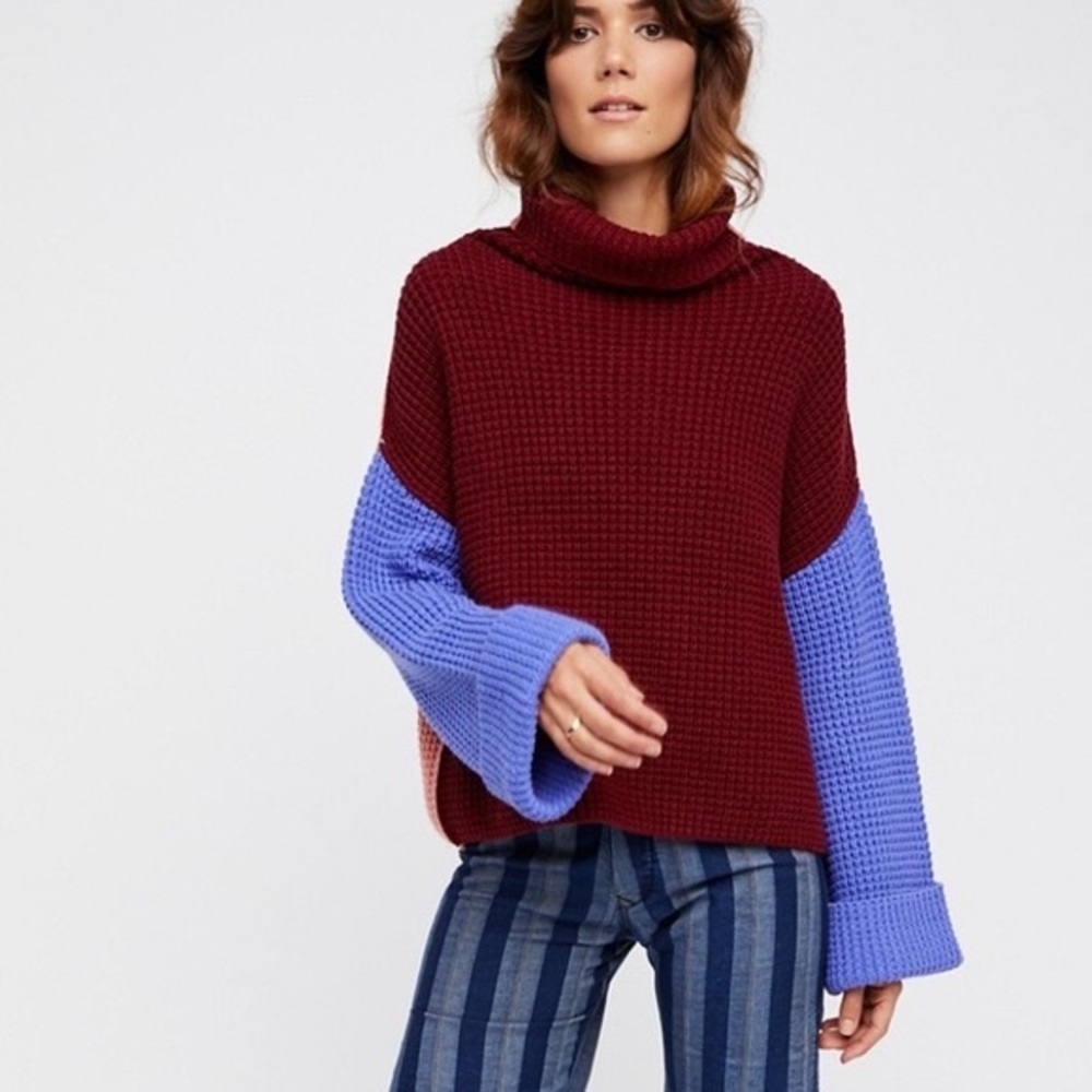 Free People Color Block Sweater
